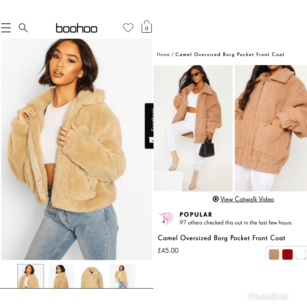 Left : Boohoo £41.60 Other colours available
https://www.boohoo.com/pocket-detail-crop-teddy-faux-fur-jacket/FZZ71588.html